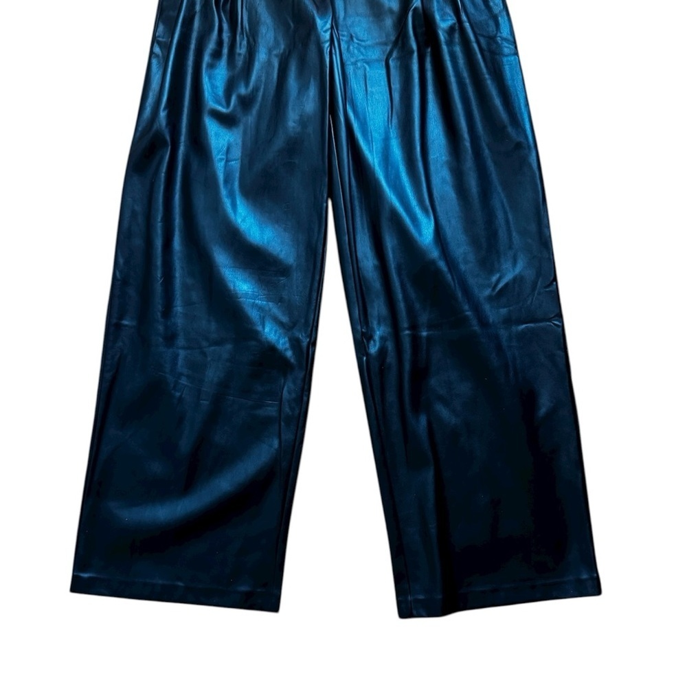 Good American Faux Leather Pleated Wide Leg Pants - Picture 4 of 7